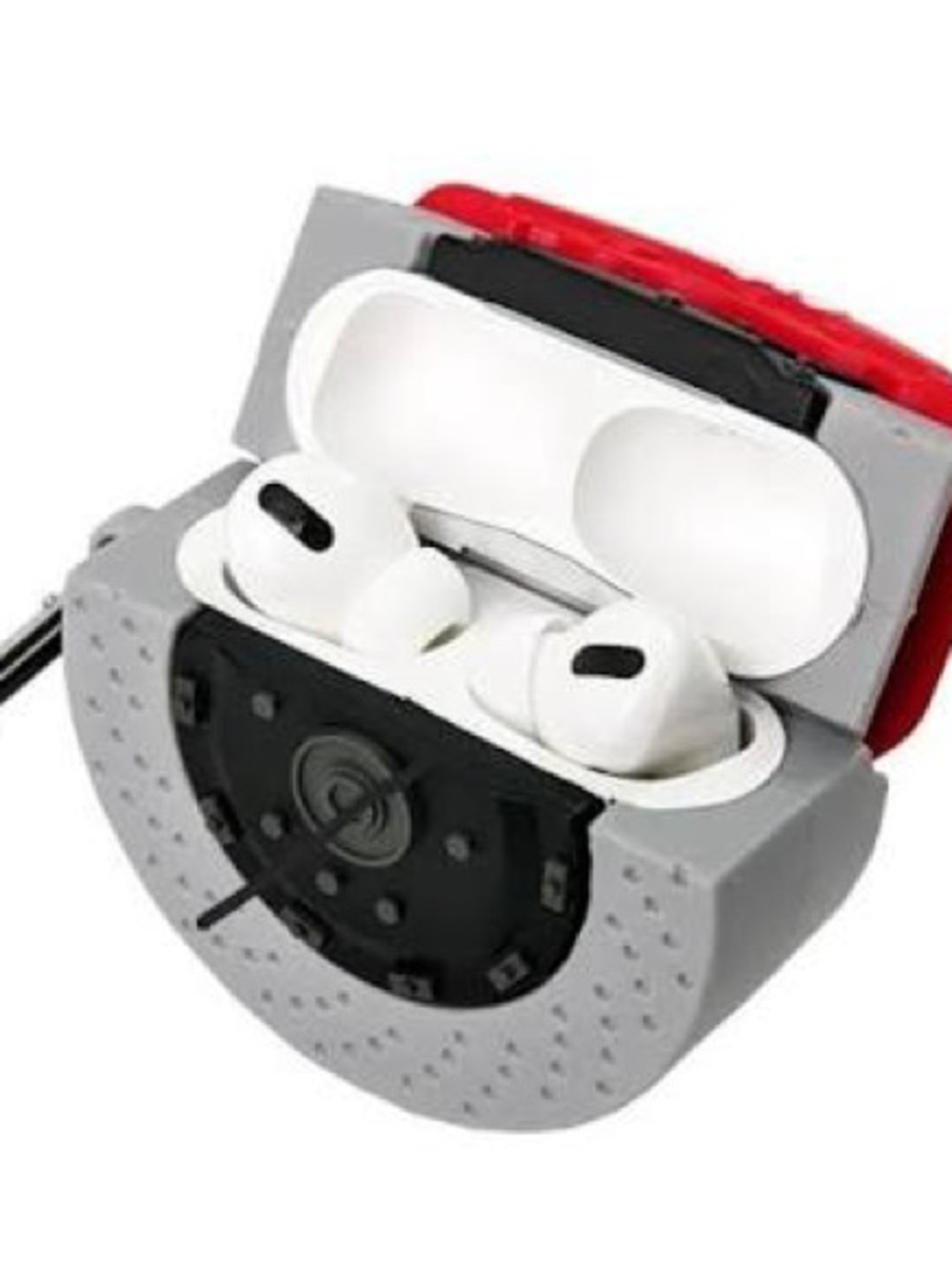 Protective Grey and Red Earbuds Charging Case Cover